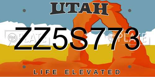 ZZ5S773 Utah License Plate