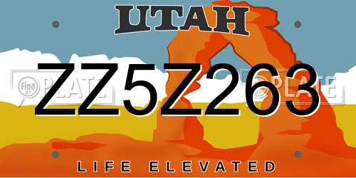 ZZ5Z263 Utah License Plate