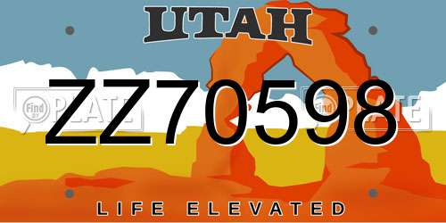 ZZ70598 Utah License Plate