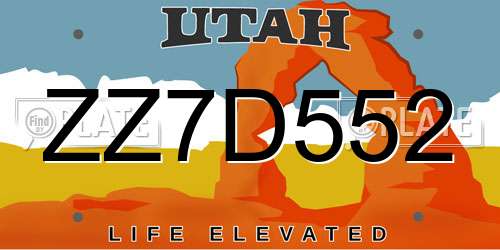 ZZ7D552 Utah License Plate