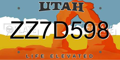 ZZ7D598 Utah License Plate