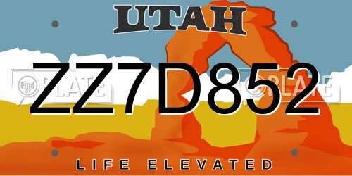 ZZ7D852 Utah License Plate