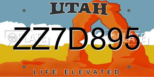 ZZ7D895 Utah License Plate