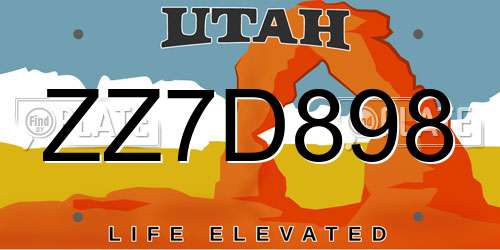 ZZ7D898 Utah License Plate
