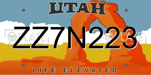 ZZ7N223 Utah License Plate