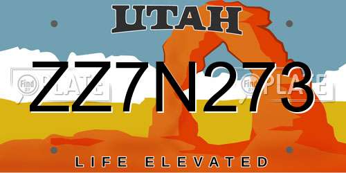 ZZ7N273 Utah License Plate