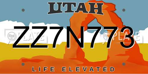 ZZ7N773 Utah License Plate