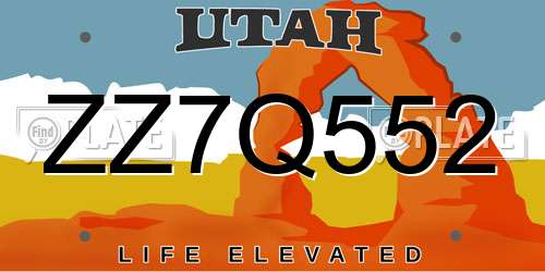 ZZ7Q552 Utah License Plate