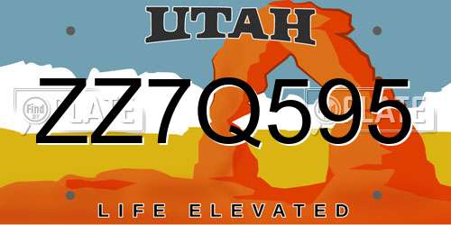 ZZ7Q595 Utah License Plate