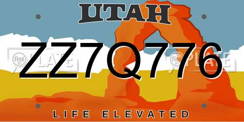 ZZ7Q776 Utah License Plate