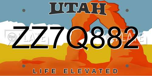 ZZ7Q882 Utah License Plate