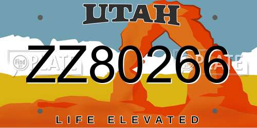 ZZ80266 Utah License Plate