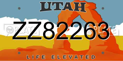 ZZ82263 Utah License Plate
