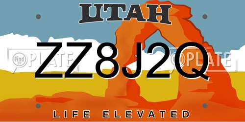 ZZ8J2Q Utah License Plate