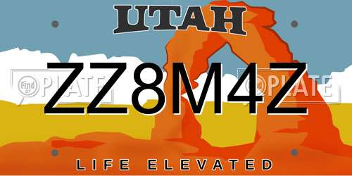 ZZ8M4Z Utah License Plate