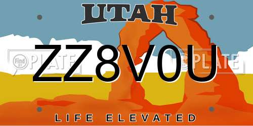 ZZ8V0U Utah License Plate