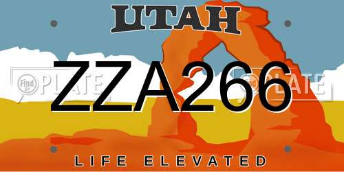 ZZA266 Utah License Plate