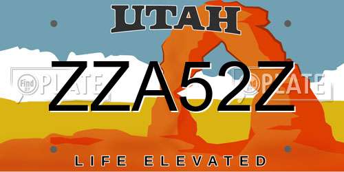 ZZA52Z Utah License Plate