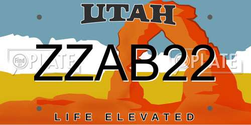 ZZAB22 Utah License Plate