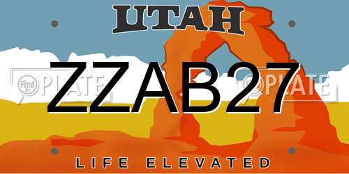 ZZAB27 Utah License Plate