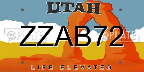 ZZAB72 Utah License Plate