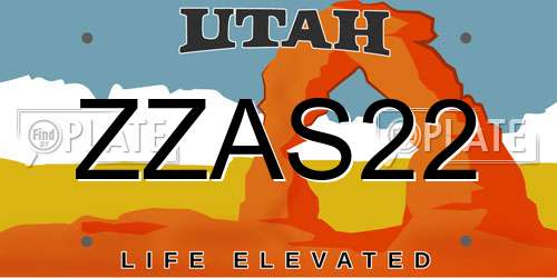 ZZAS22 Utah License Plate