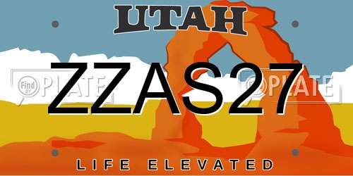 ZZAS27 Utah License Plate