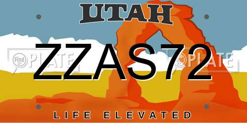 ZZAS72 Utah License Plate