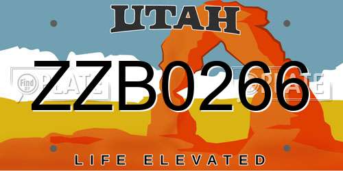 ZZB0266 Utah License Plate