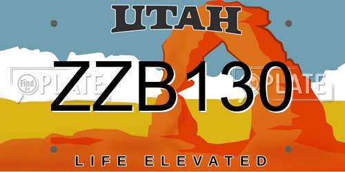 ZZB130 Utah License Plate