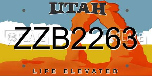 ZZB2263 Utah License Plate
