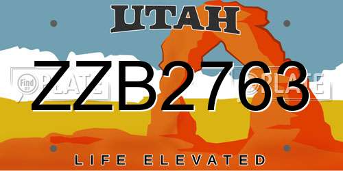ZZB2763 Utah License Plate