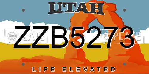 ZZB5273 Utah License Plate