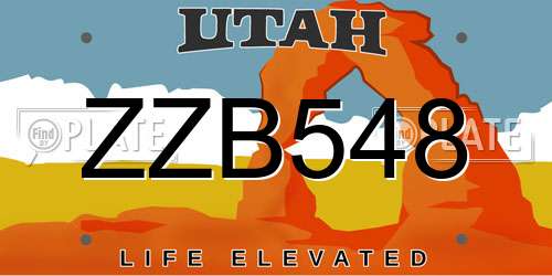 ZZB548 Utah License Plate