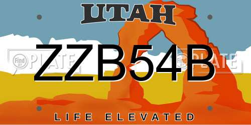 ZZB54B Utah License Plate