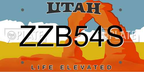 ZZB54S Utah License Plate