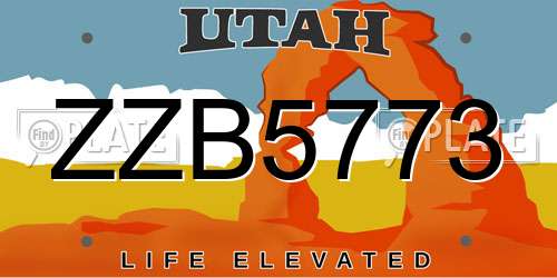 ZZB5773 Utah License Plate