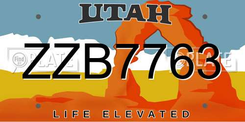 ZZB7763 Utah License Plate