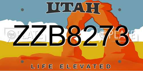 ZZB8273 Utah License Plate