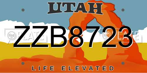 ZZB8723 Utah License Plate
