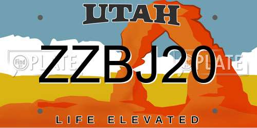 ZZBJ20 Utah License Plate