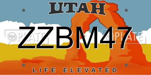 ZZBM47 Utah License Plate