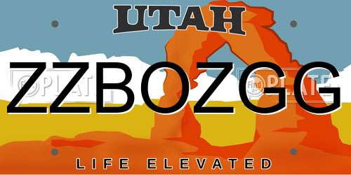 ZZBOZGG Utah License Plate