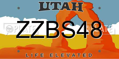 ZZBS48 Utah License Plate