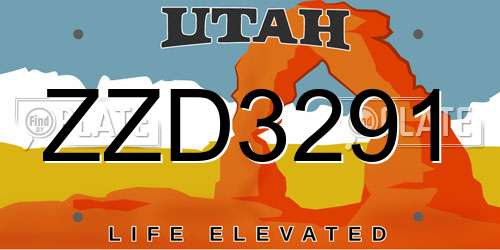 ZZD3291 Utah License Plate