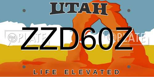 ZZD60Z Utah License Plate
