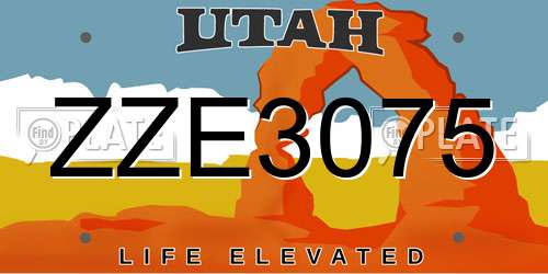 ZZE3075 Utah License Plate