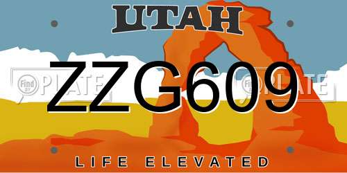 ZZG609 Utah License Plate