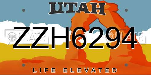 ZZH6294 Utah License Plate