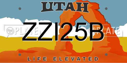 ZZI25B Utah License Plate
